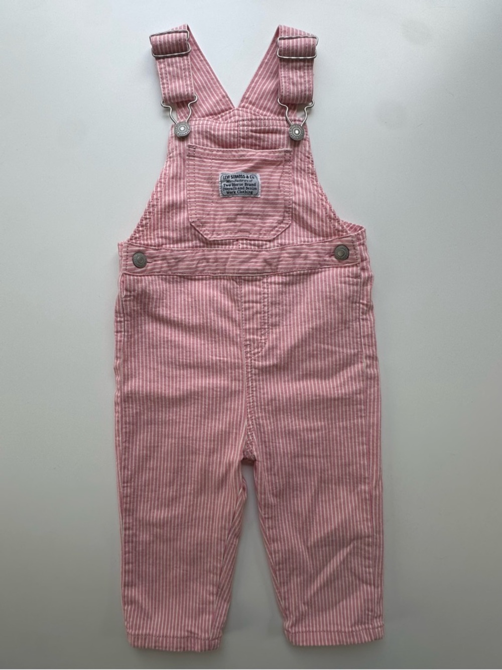 Levi’s Pink Railroad Stripe Overalls, size 18 months